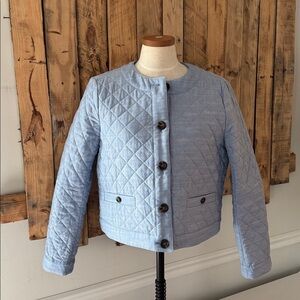 Ann Taylor Light Blue Quilted Blazer Size 10
